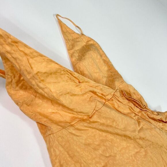 Lovers+Friends Wrap Dress Womens Medium Tangerine Orange Gelina Drop Waist NWT - Picture 3 of 16
